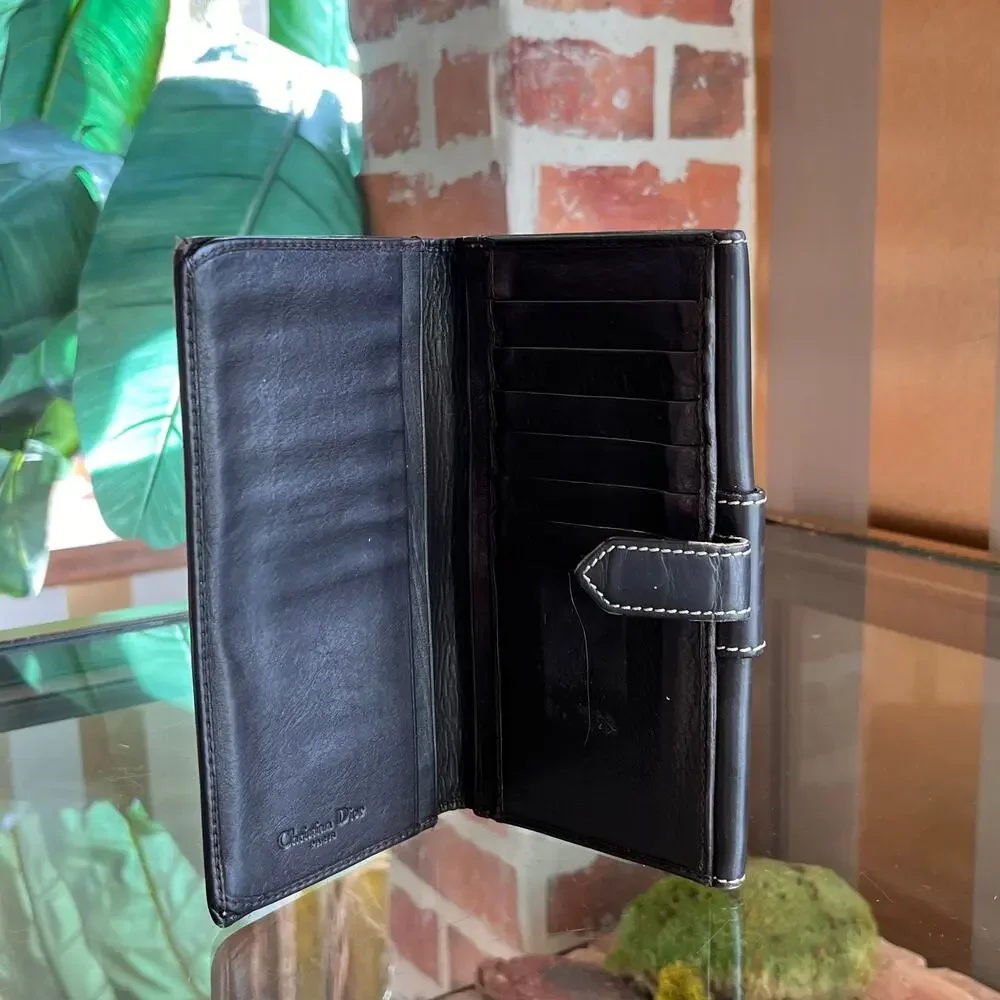 CHRISTIAN DIOR Brown Leather Vintage Wallet
